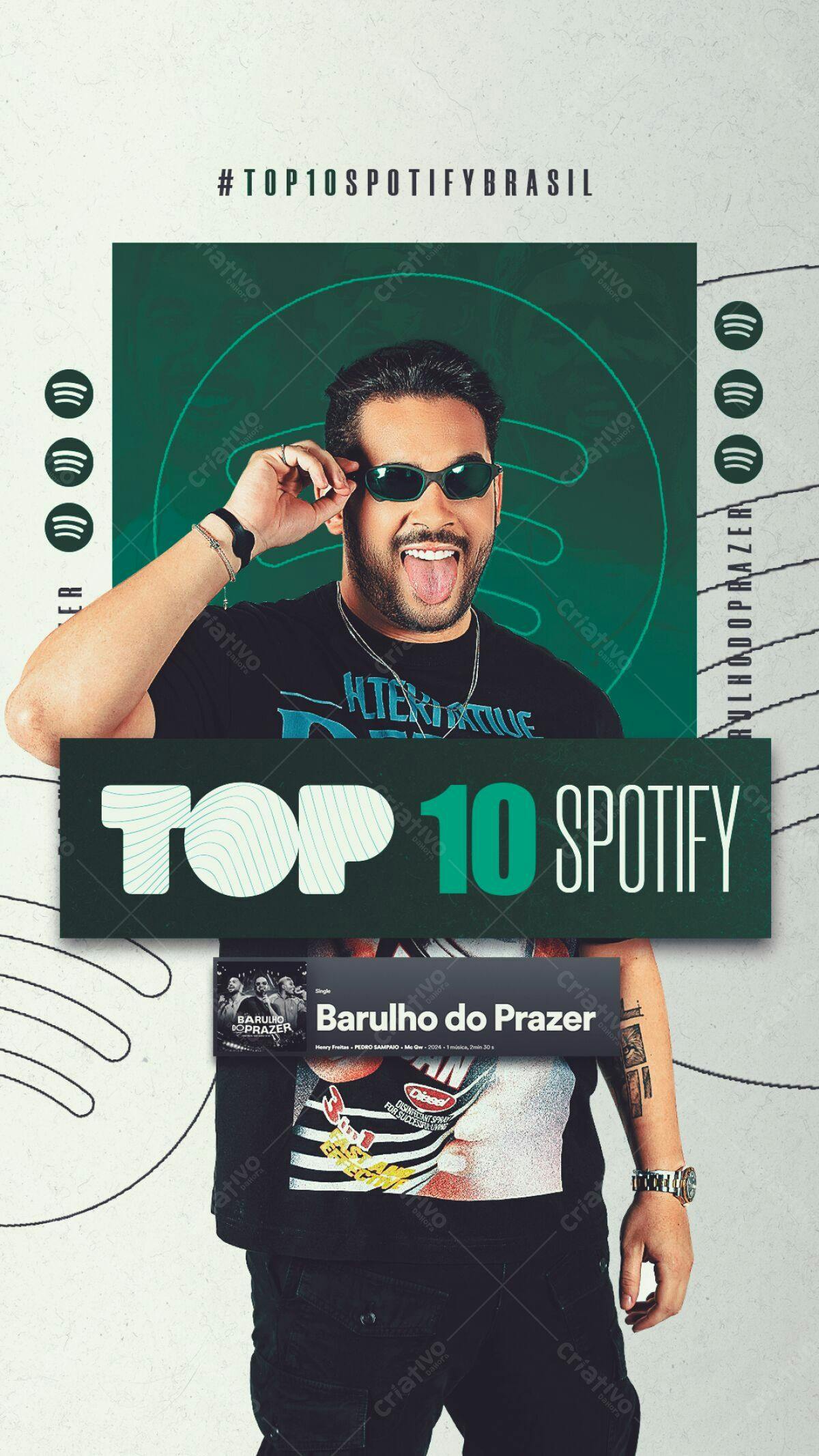 Flyer Top 10 Spotify Brasil PSD Editável