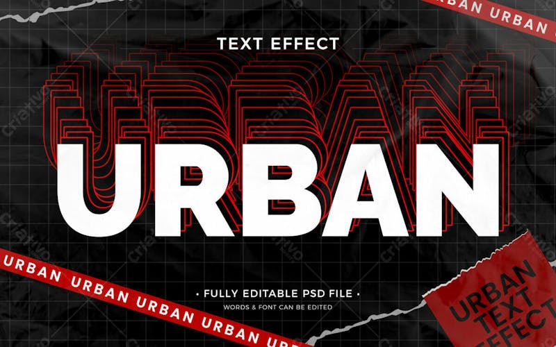 Efeito de texto psd editável em 3d urbano estilo moderno