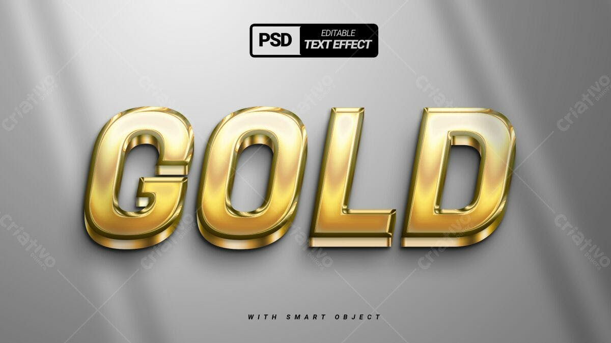 Efeito de Texto em PSD Dourado Editável