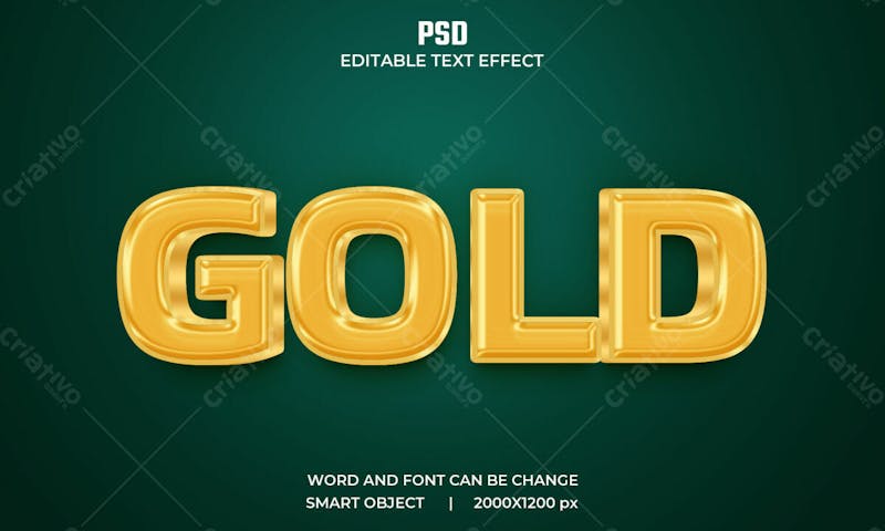 Efeito de texto psd editável em ouro 3d estilo moderno