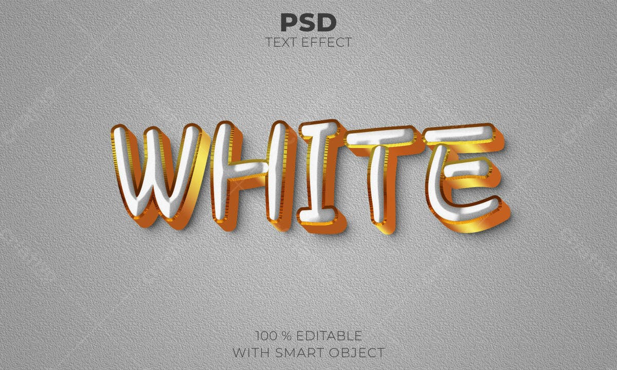 Efeito de Texto Branco e Dourado PSD Editável