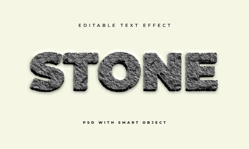Efeito de texto psd editável em pedra 3d estilo moderno
