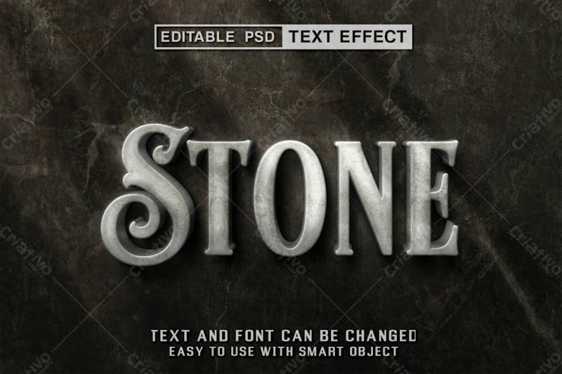 Efeito de texto psd editável em pedra 3d estilo moderno