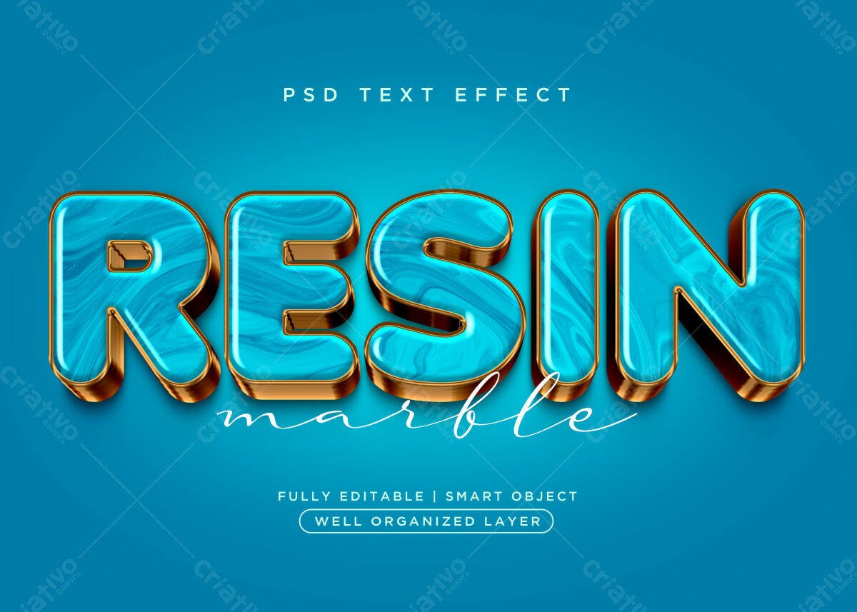 Efeito de Texto Resina Marmorizada PSD Editável