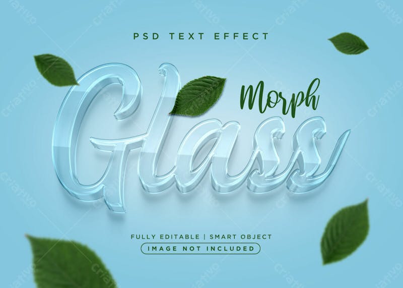 Efeito de texto psd editável em vidro 3d estilo moderno