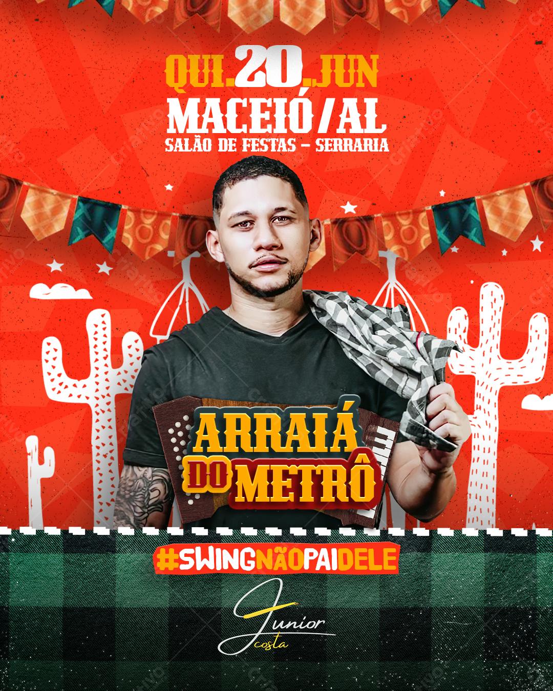 Flyer para Arraia do Metrô em Maceió PSD Editável