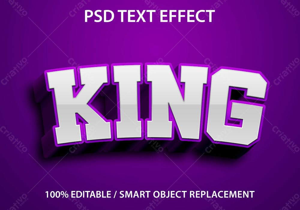 Efeito De Texto Psd Editável King 3D Estilo Moderno