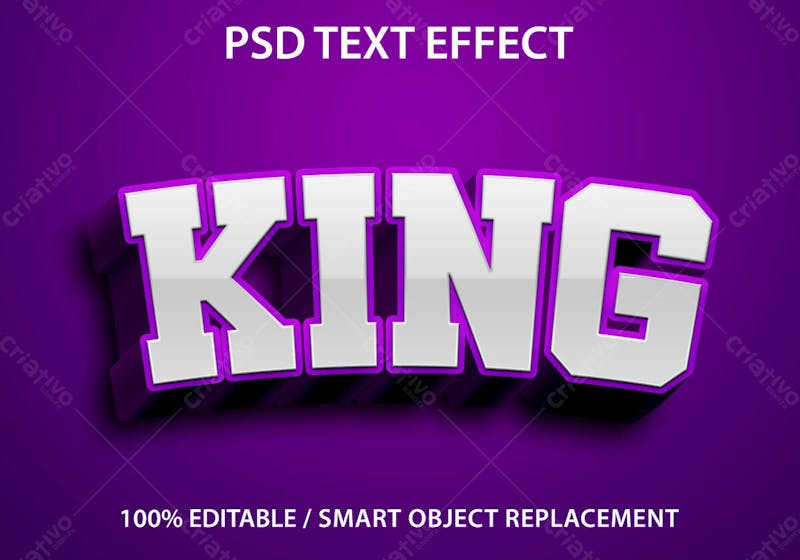 Efeito de texto psd editável king 3d estilo moderno