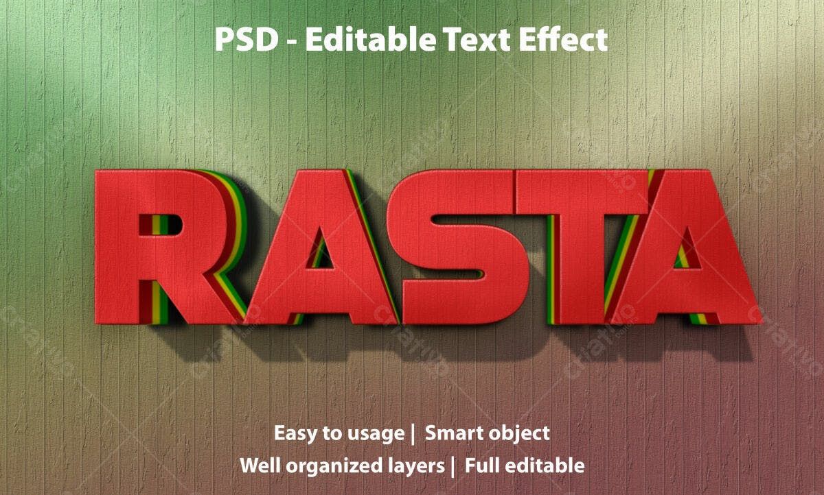 Efeito de Texto Rasta PSD Editável