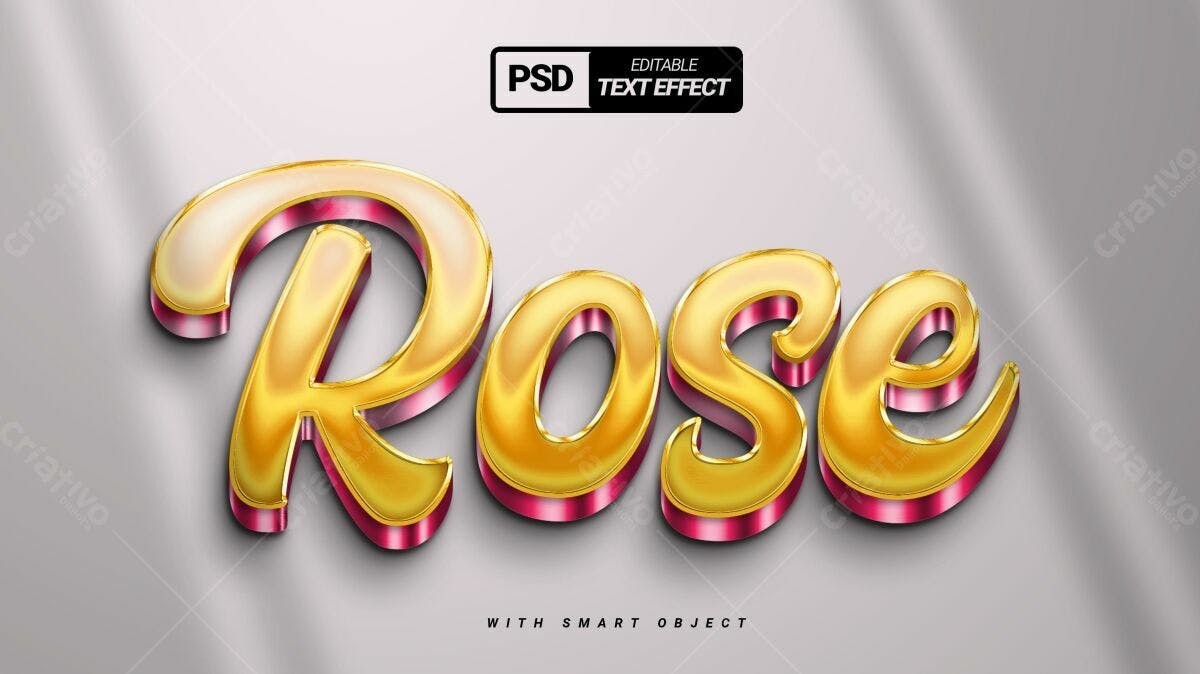 Efeito de Texto Rose Dourado PSD Editável