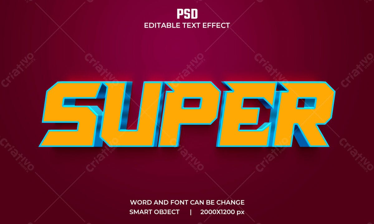 Efeito de Texto 3D PSD Editável
