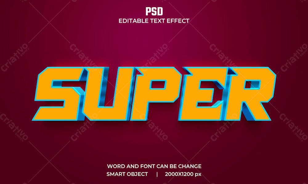 Efeito De Texto Psd Editável Super 3D Estilo Moderno