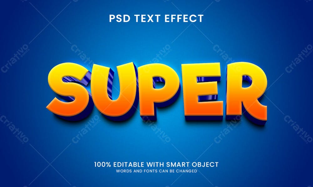 Efeito De Texto Psd Editável Super 3D Estilo Moderno