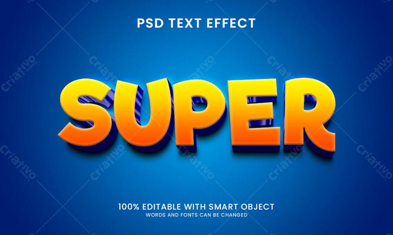 Efeito de texto psd editável super 3d estilo moderno