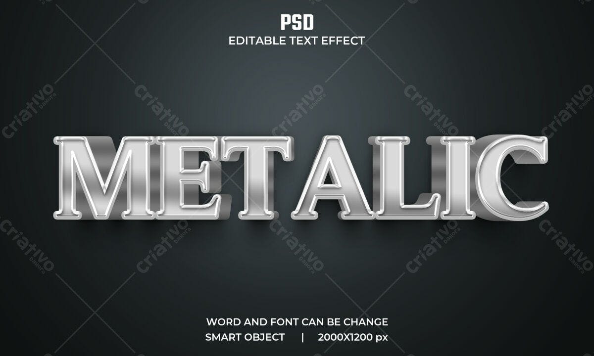 Efeito de Texto Metálico PSD Editável