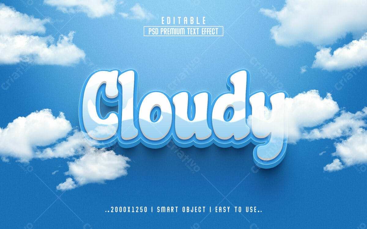 Efeito de Texto PSD para Design de Nuvens