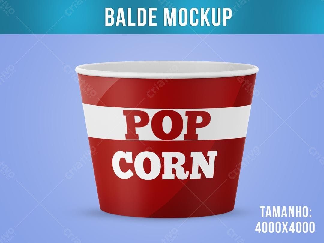 Mockup Balde Pipoca Vermelho - Design Realista