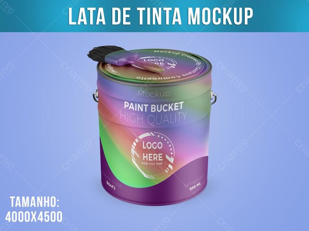 Lata De Tinta Com Pincel Mockup 