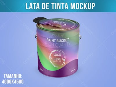 Lata De Tinta Com Pincel Mockup 