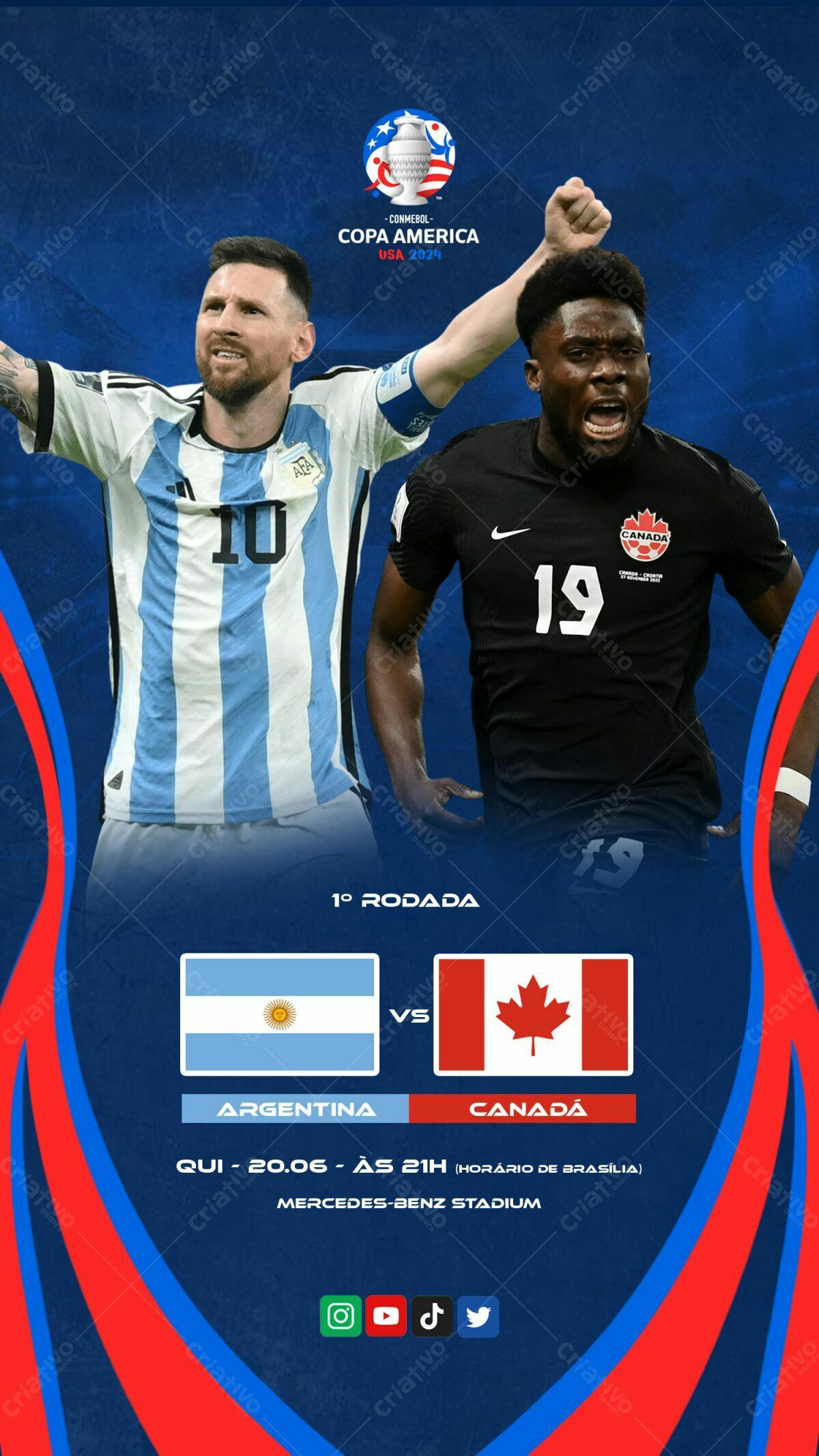Flyer Copa América Argentina x Canadá PSD Editável