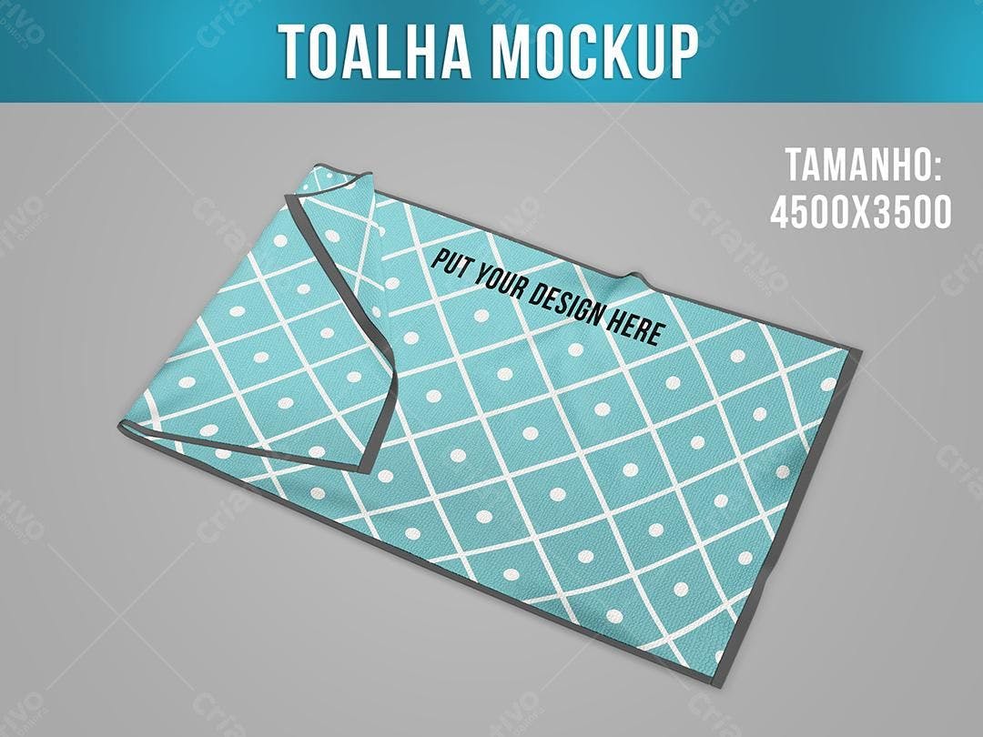Mockup Toalha: Padrão Geométrico Azul Claro e Cinza
