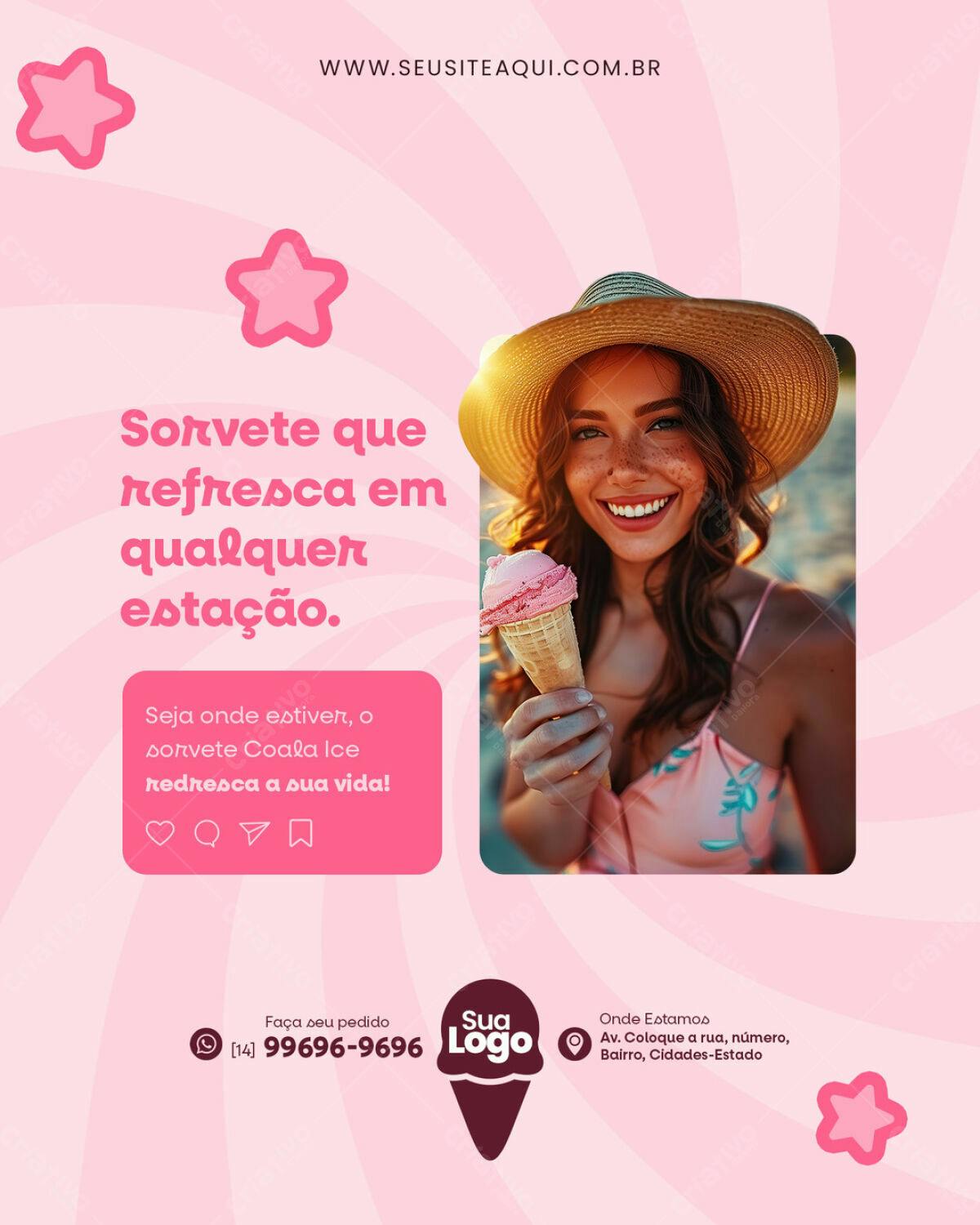 Post para Sorveteria PSD Editável