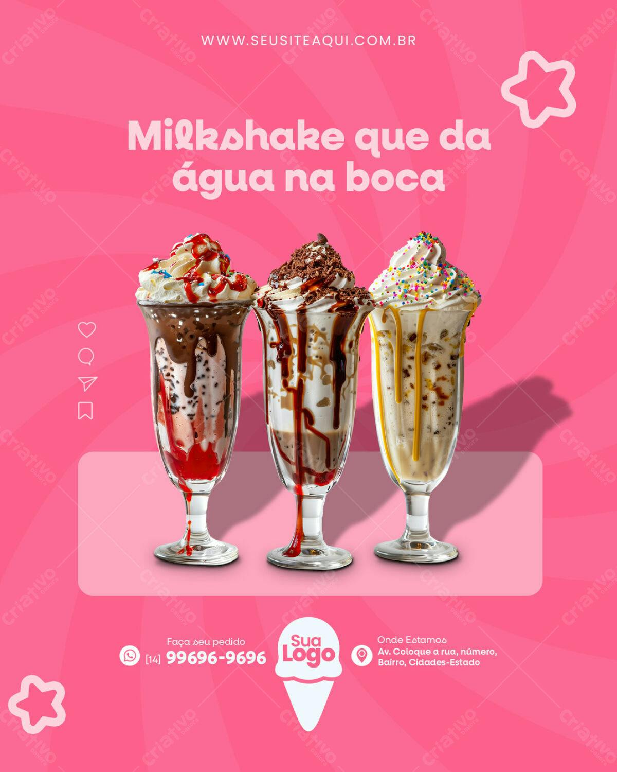 Flyer para Publicação de Milkshake PSD Editável
