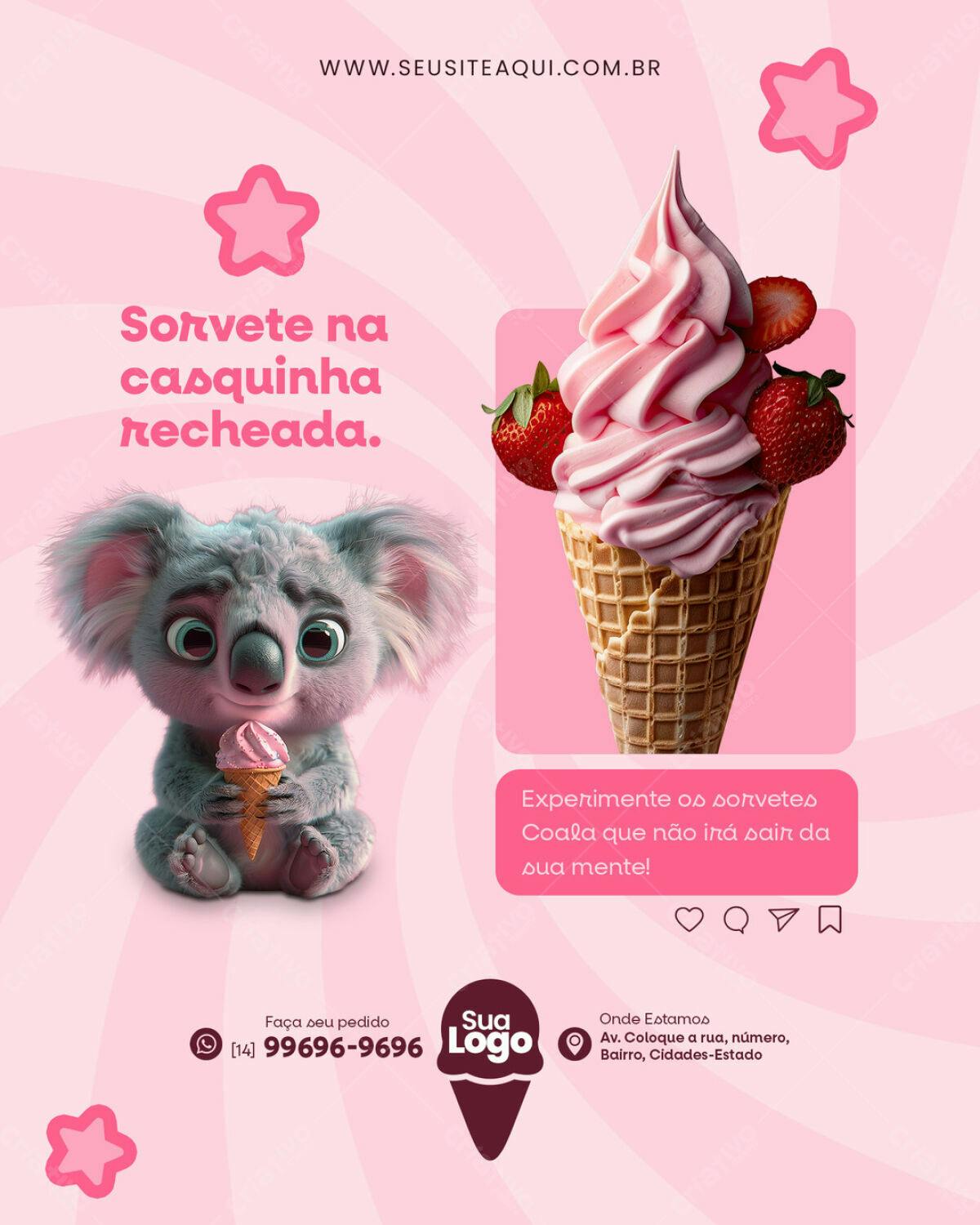 Flyer Sorvete Coala PSD Editável