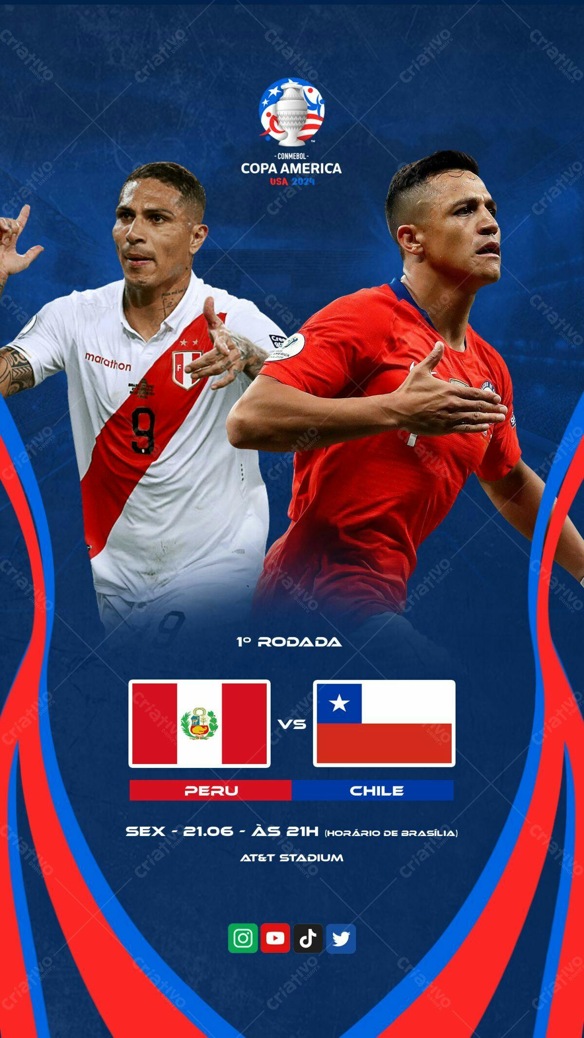 Flyer Copa América Peru x Chile PSD Editável