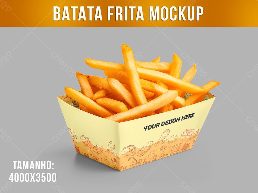 Mockup Embalagem Batata Frita - Design Moderno