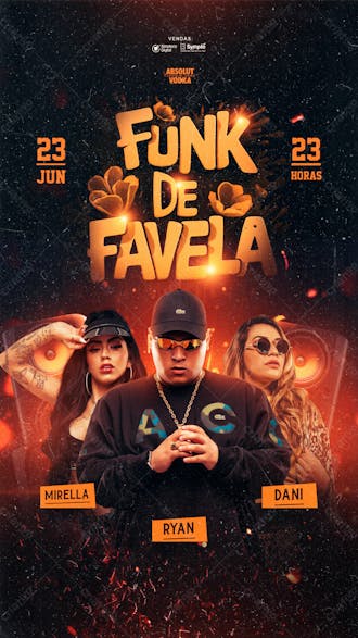 Evento show funk de favela stories