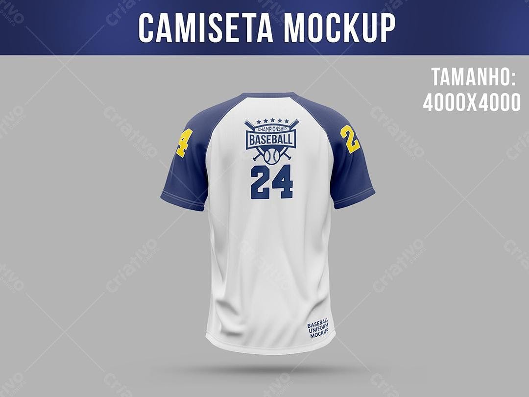 Mockup Camiseta Baseball: Design Esportivo Azul e Branco