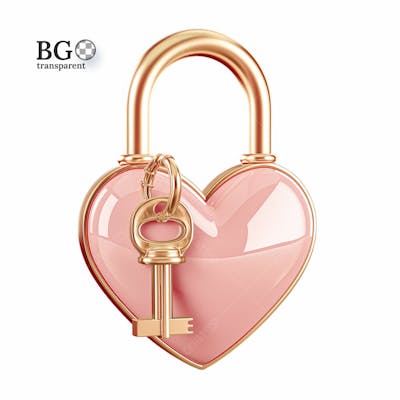 Cadeado 3D Rosa Com Chave Png Transparente