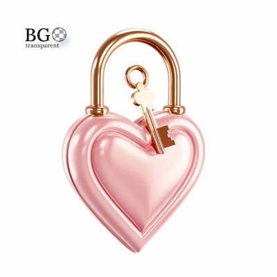 Cadeado 3D Rosa Com Chave Png Transparente