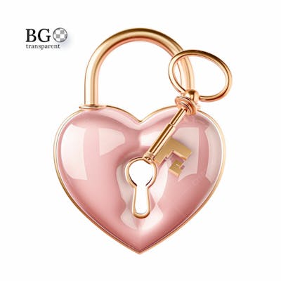 Cadeado 3D Rosa Com Chave Png Transparente