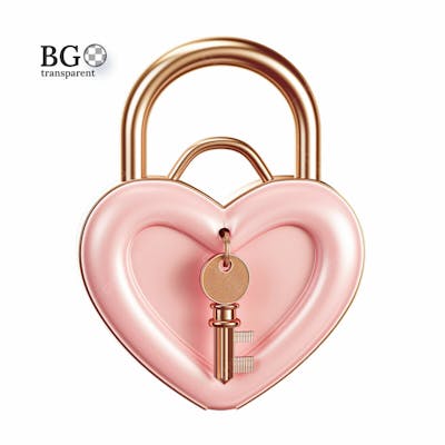 Cadeado 3D Rosa Com Chave Png Transparente
