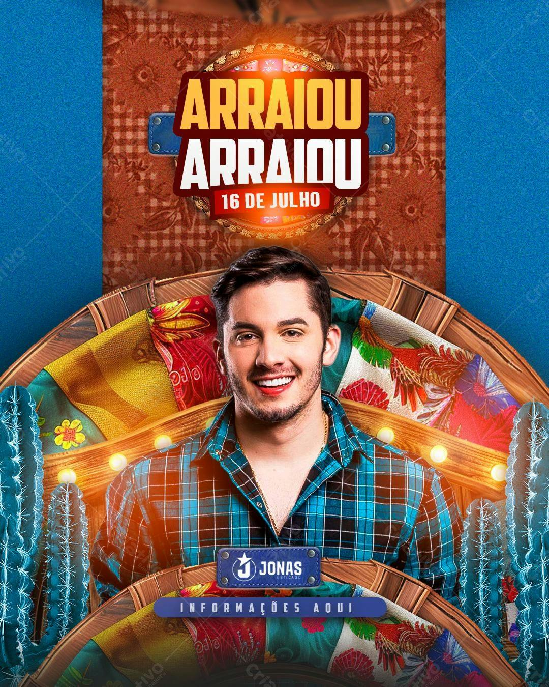 Flyer Arraial 16 de Julho com Jonas PSD Editável