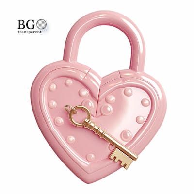 Cadeado E Chave 3D Rosa Png Transparent