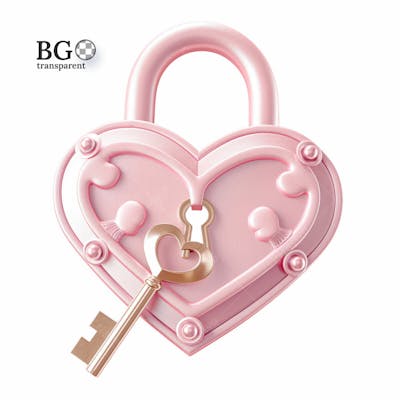 Cadeado E Chave 3D Rosa Png Transparent