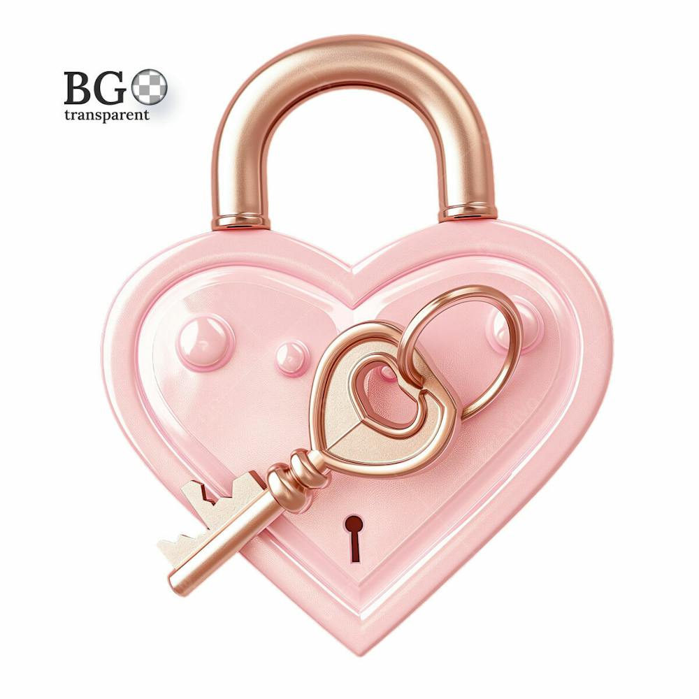 Cadeado E Chave 3D Rosa Png Transparent