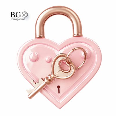 Cadeado E Chave 3D Rosa Png Transparent