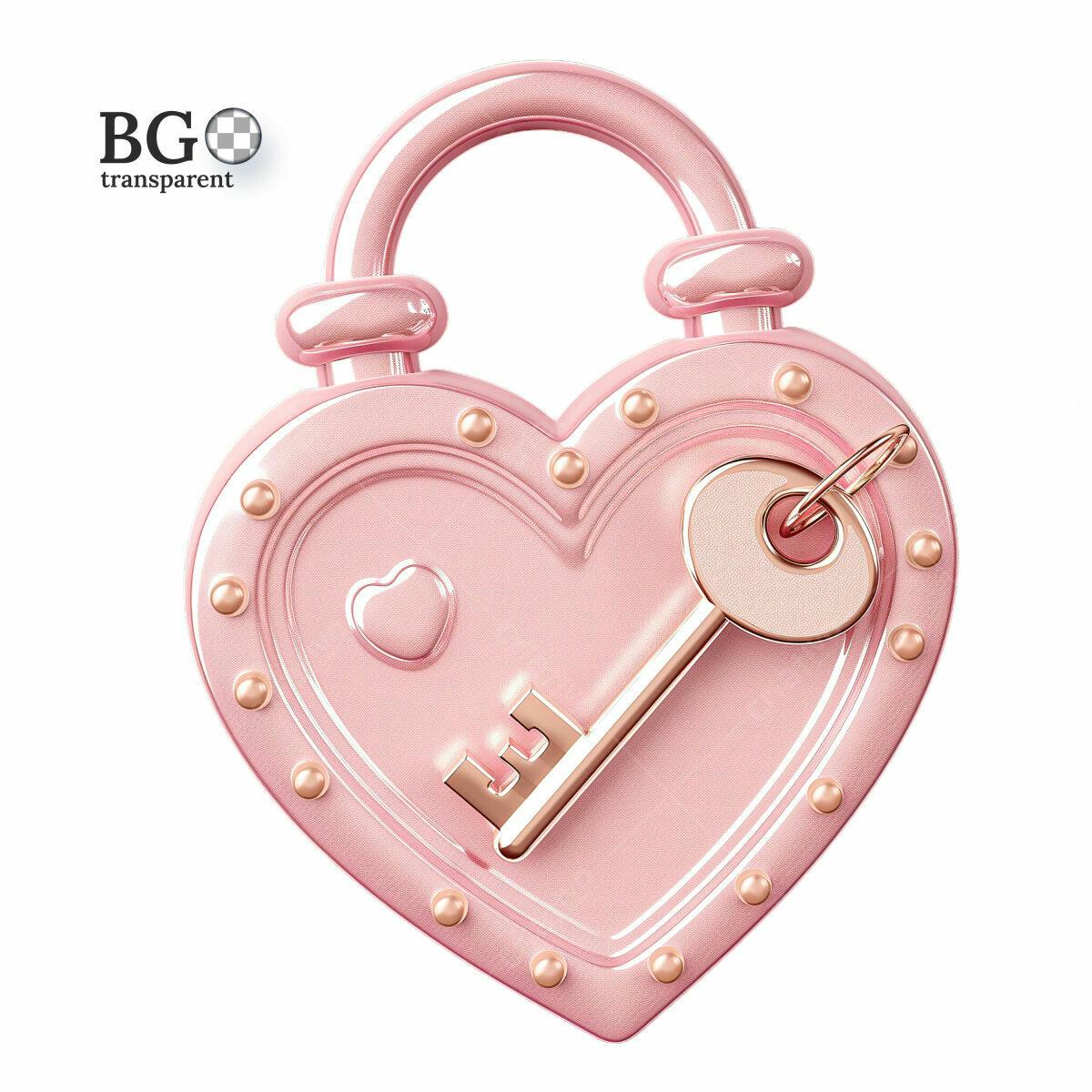 Ícone Coração Cadeado Rosa Gold PSD Editável