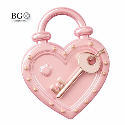 Cadeado E Chave 3D Rosa Png Transparent
