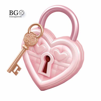 Cadeado E Chave 3D Rosa Png Transparent