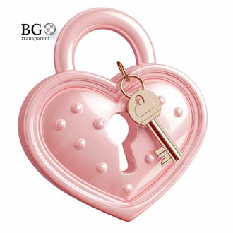 Cadeado e chave 3d rosa png transparent