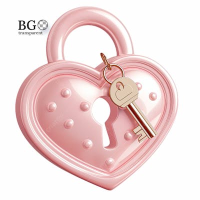 Cadeado E Chave 3D Rosa Png Transparent