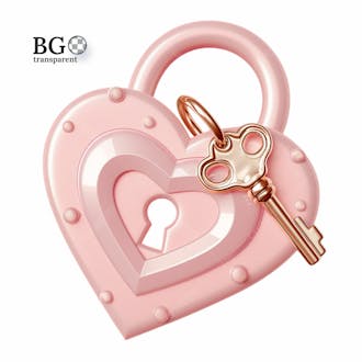 Cadeado e chave 3d rosa png transparent