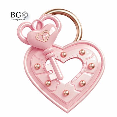 Cadeado E Chave 3D Rosa Png Transparent