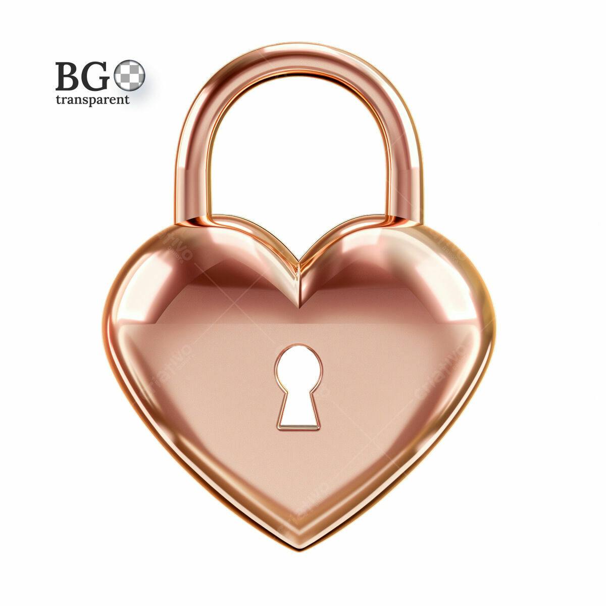 Ícone Cadeado Coração Rosa Gold PSD Editável