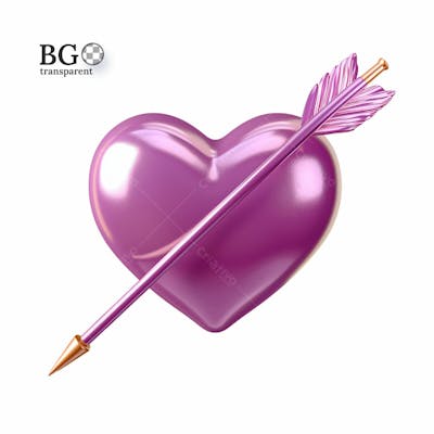 Coração Roxo 3D Png Transparente